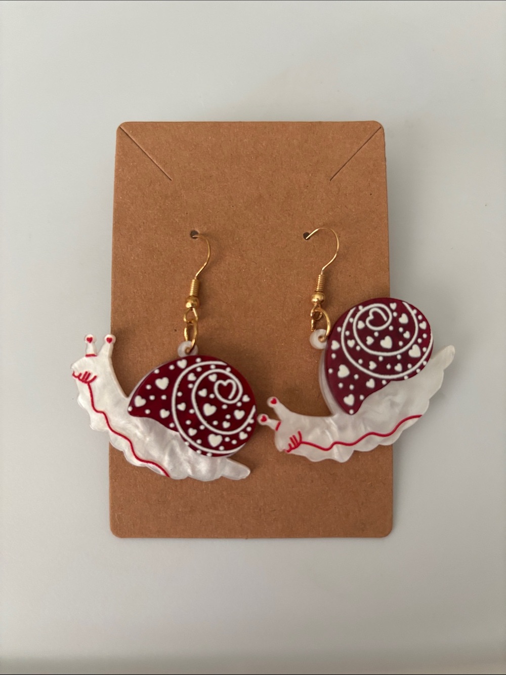Fashion Jewelry Red & White Snail Dangle Earrings